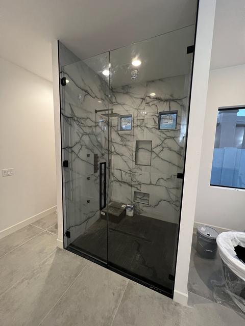 Floor-to-ceiling door & panel · Matte black